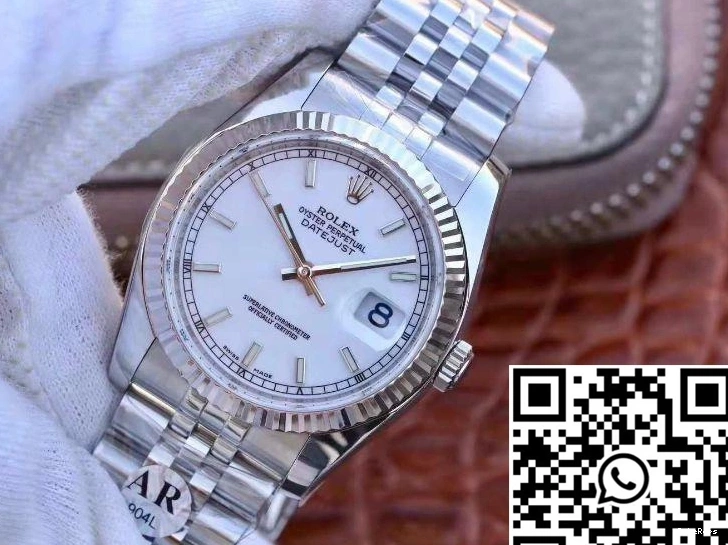 Rolex 116234 White Dial Factory 36mm Enamel Datejust AR 0218